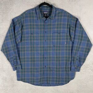 Vtg Patagonia Organic Cotton Plaid Long Sleeve Button Up Shirt Men's XL Portugal